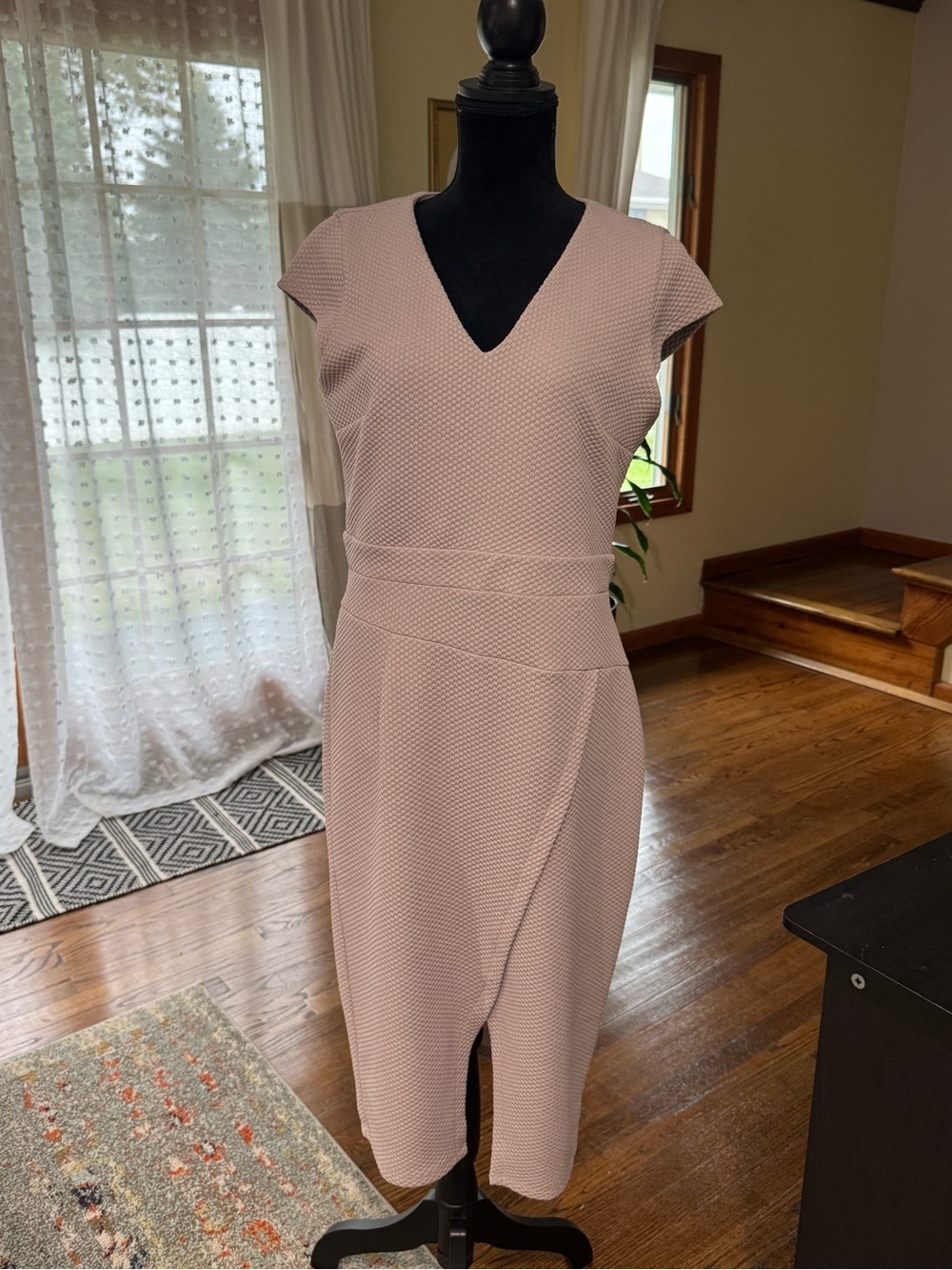 ASOS Dusty Pink V-Neck Midi Dress